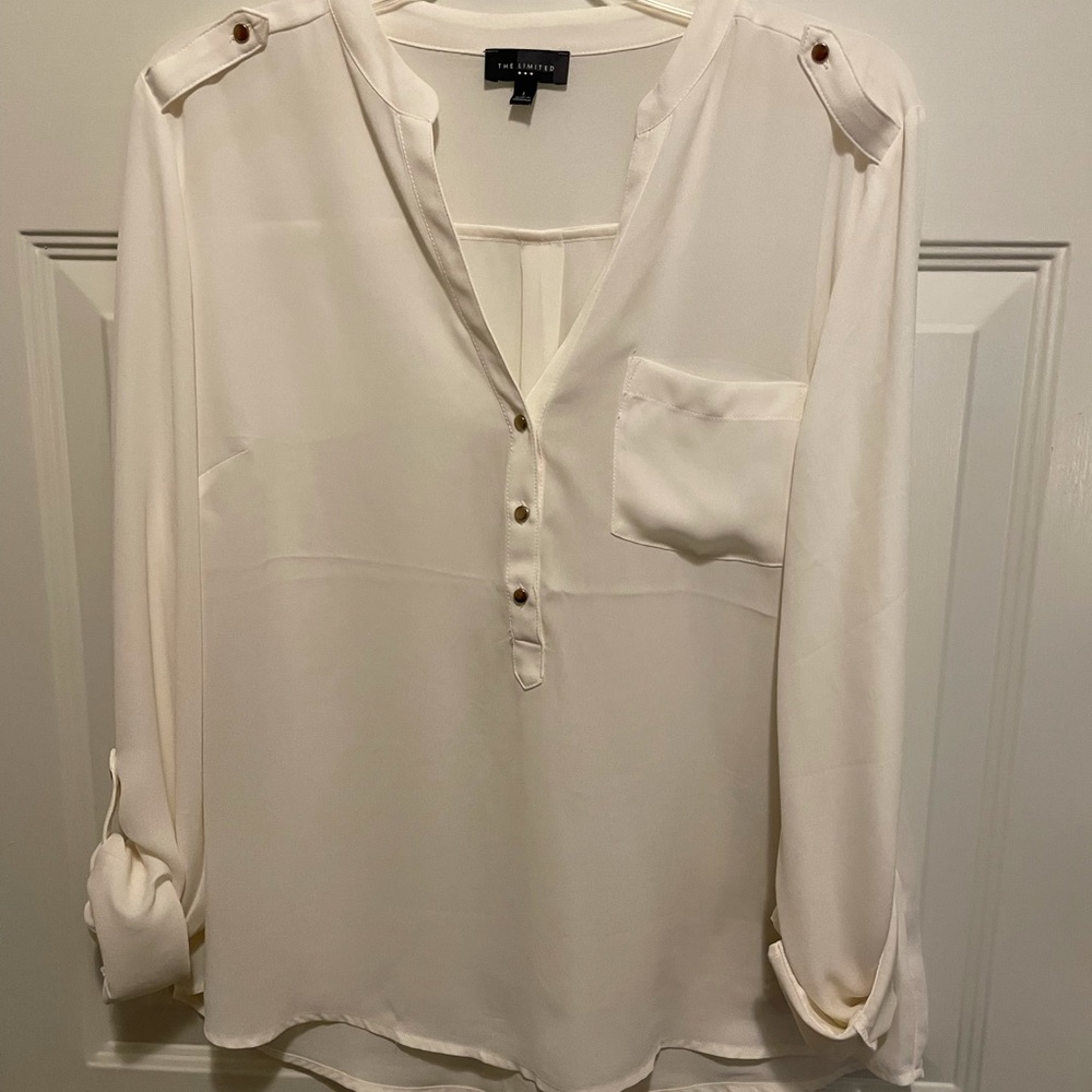 Blouse with gold button detail
